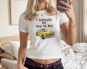J'ai survécu à mon voyage à New York T-shirt bébé haut cadeau drôle chemise graphique Y2K des années 90 pour les jeunes
