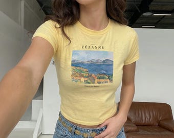 Cezanne Painting Art Baby Tee T-Shirt Top Artist Student Cute Gallery Aesthetic Shirt Artsy Flower Nature Y2K 90s Youth