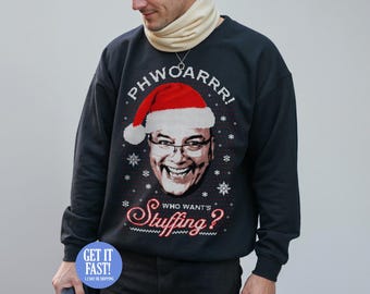 Greg Wallace Christmas Jumper Sweater Sweatshirt Funny Festive Chef Foodie Who Want's Stuffing Ugly Xmas Office Party