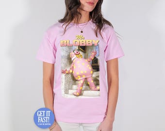 Mr Blobby Homage T-Shirt Funny UK Tribute Gift for TV 90's Icon Legend Noel