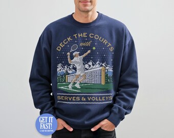 Sudadera navideña unisex con estampado de saques y voleas, estilo pádel y tenis.