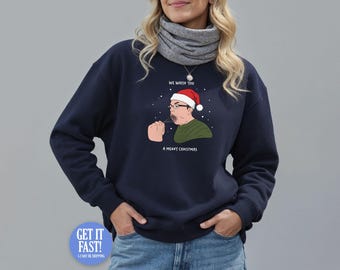 Te acompañamos en una Feliz Navidad, suéter navideño, sudadera, Navidad, divertido, británico, Reino Unido, televisión, come, cena, meme, regalo unisex
