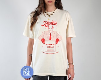 Camiseta lavada con chile famoso de Kevin, divertida, de la oficina estadounidense, receta de la familia Malone, regalo retro extragrande.