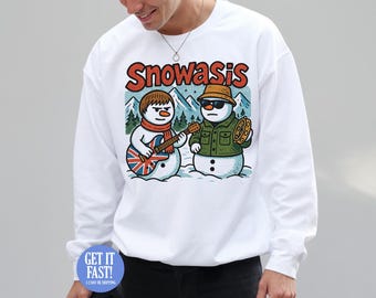 Snowasis Christmas Jumper Sweater Sweatshirt Funny Festive Ugly Xmas Gift Party Music Britpop UK Indie Band Unisex