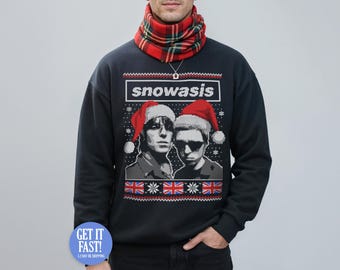 Snowasis Christmas Jumper Sweater Sweatshirt Funny Festive Ugly Xmas Gift Party Music Britpop UK Indie Band Unisex