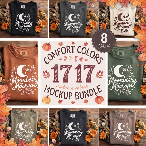 Comfort Colors 1717 Mockup Bundle, T-Shirt Mockup Flat Lay, Folded Shirt Mockup, C1717 Bundle Autumn Fall Mockup, Seasonal TShirt Mockups