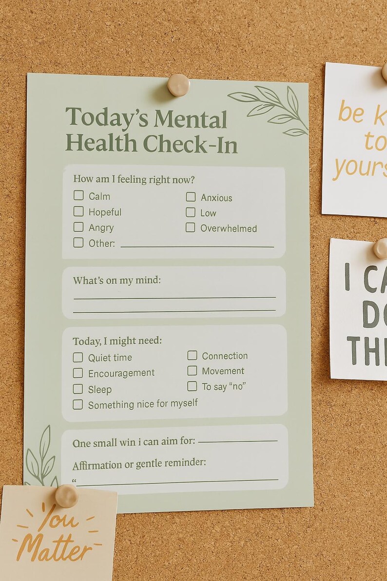 Daily Mental Health Check-in | Printable Journal Page for Self-care ...