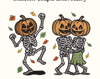 Skeleton Couple Embroidery Design – Spooky Halloween File (EMB Included)