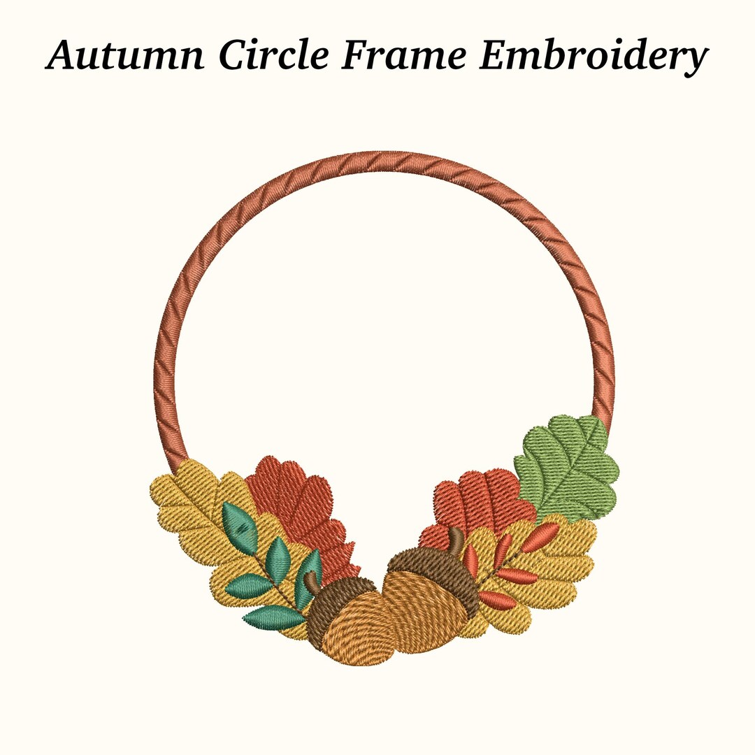 Autumn Leaf Circle Embroidery Design: Fall Wreath Pattern (EMB Included ...