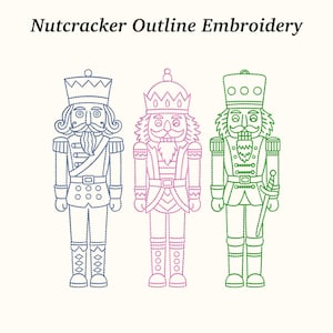 Nutcracker Soldiers Outline Embroidery Design, 3 Sizes, Christmas File, EMB File Included, Instant Download