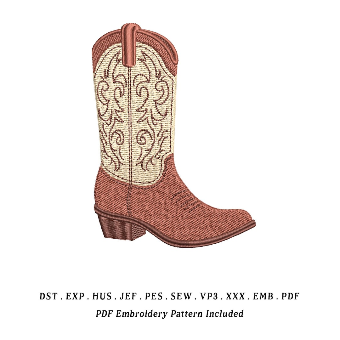 Classic Cowboy Boots Embroidery Design | Traditional Western Boot ...