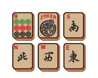 Mahjong Tiles Embroidery Design, Lucky Asian Symbol (EMB Included)