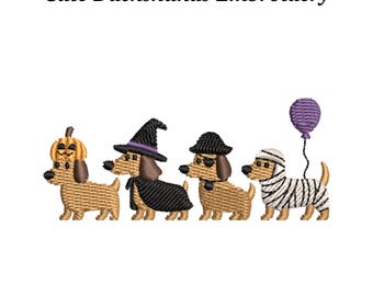 Dachshund Halloween Costume Embroidery Design: Funny Dogs (Instant Download, EMB Included)