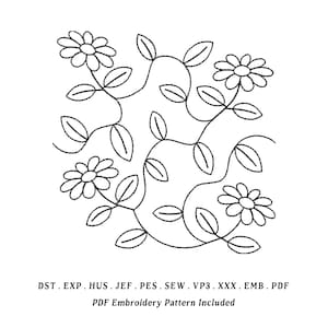 Disegno per ricamo a margherita / File per punto patchwork floreale (EMB incluso)