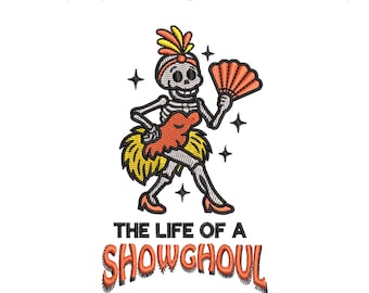 Showghoul Embroidery Design: Spooky Halloween Ghost Machine File (EMB Included)