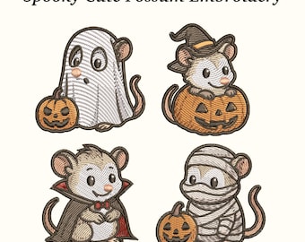 Spooky Possum Embroidery Design – Halloween Applique, 3 Sizes (EMB Included)