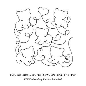 Cat Quilt Block Embroidery Design | Patchwork Kitty Stitch File (EMB Included)