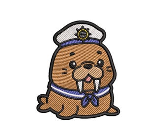 Cute Walrus Embroidery Design, Kawaii Walrus Machine Embroidery File, Adorable Arctic Animal Pattern, Instant Download