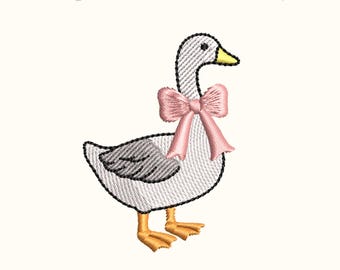 Coquette Goose Embroidery Design, Farmhouse Stitch Pattern (EMB Files Included)