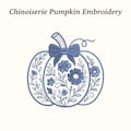 Chinoiserie Pumpkin Embroidery Design, Fall Halloween Decor, 3 Sizes, EMB Files Included - Instant Download