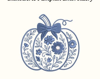 Chinoiserie Pumpkin Embroidery Design, Fall Halloween Decor, 3 Sizes, EMB Files Included - Instant Download