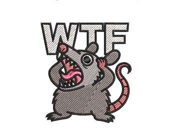 Motif de broderie WTF Opossum : motif animal amusant (EMB inclus)