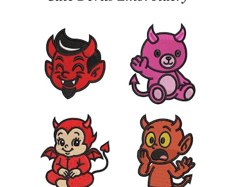 Wzór haftu maszynowego „Diabły” | Zestaw aplikacji na Halloween (w zestawie EMB)