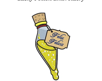 Lucky Potion Embroidery Designs – Yellow Magic Bottle, EMB Included, Instant Download