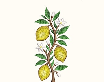 Diseño de bordado de limonero: puntada rústica de cocina (archivos EMB incluidos)