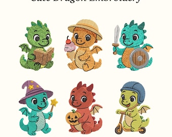 Baby Dragon Embroidery Design – Playful Poses (EMB Included)