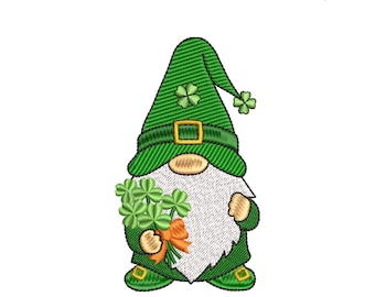Diseño de bordado de gnomo de San Patricio / Archivo de puntada a máquina para festividades irlandesas (EMB incluido)