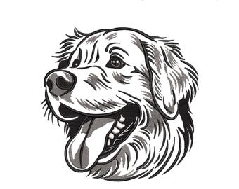 Motif de broderie chien Golden Retriever, cadeau pour amoureux des animaux de compagnie (fichiers EMB inclus)