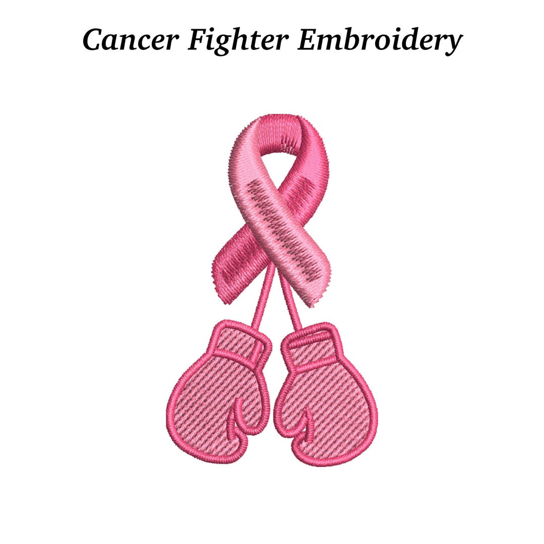 Cancer Fighter Embroidery Design: Awareness Ribbon & Boxing Gloves (EMB ...