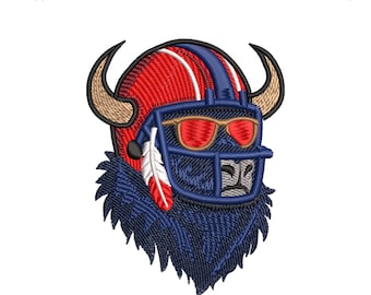 Buffalo Football Helmet Embroidery Design: Western Team Spirit (EMB Included)