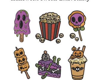 Halloween Monster Sweets Embroidery Designs | Machine Embroidery Files (EMB Included)