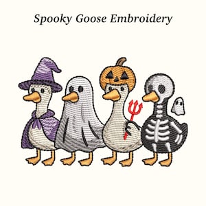 Gruselige Gans Halloween Stickdatei - süße kostümierte Gänse, EMB-Datei, 3 Größen, Instant Download