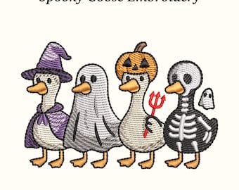 Halloween Goose Embroidery Design – Spooky Costumed Geese (EMB Included)