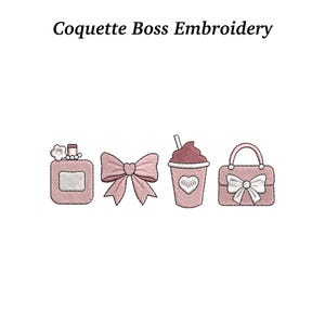Coquette Boss Digital Embroidery Design - Perfume Bag Iced Coffee - EMB File Included