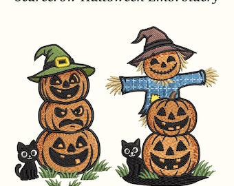 Scarecrow Halloween Embroidery Design – 3 Sizes, EMB Included, Instant Download