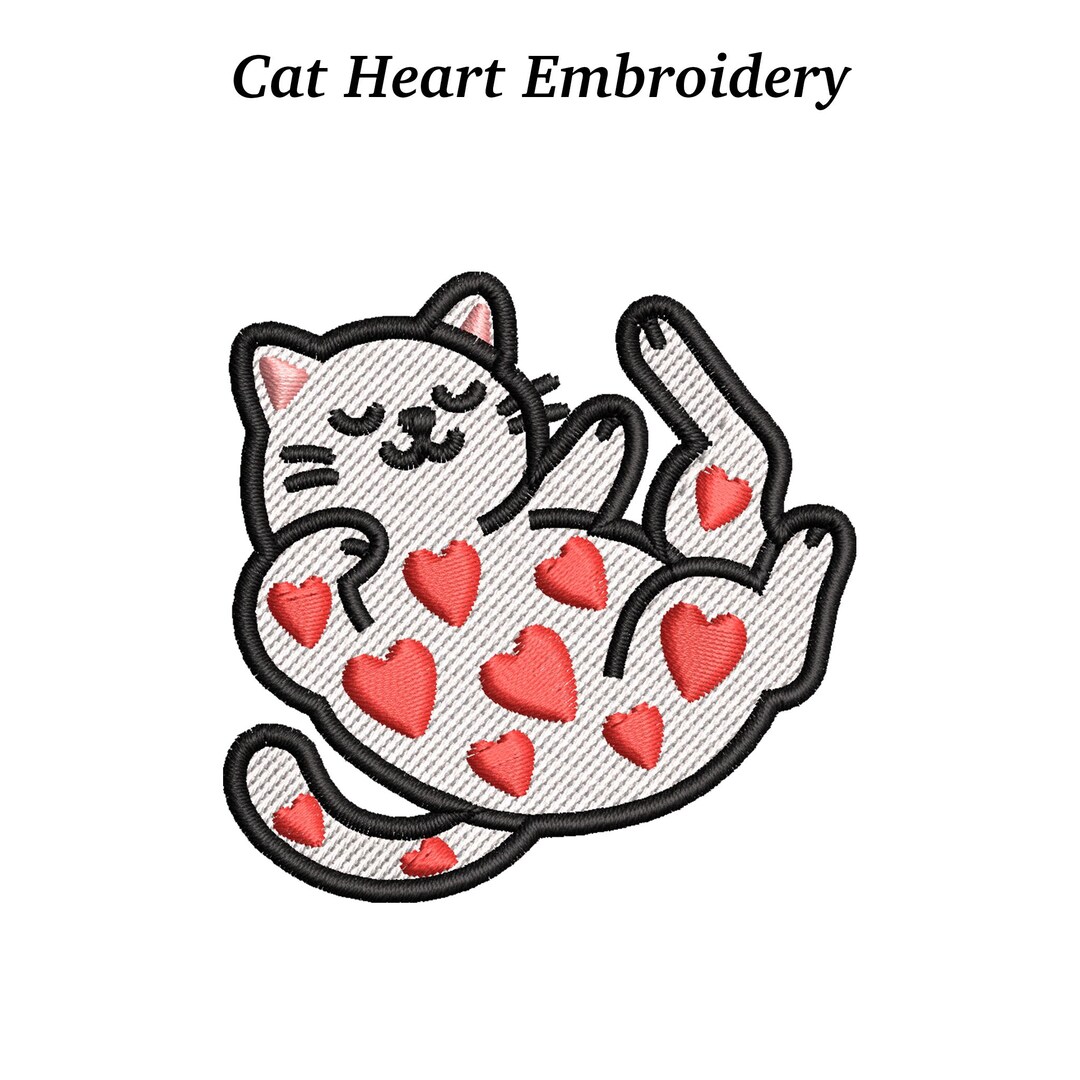 Cat Heart Embroidery Design, Valentine Kitty Pattern (instant Download ...