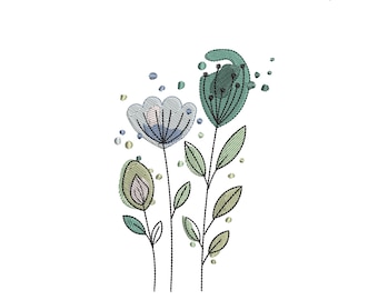 Watercolor Flower Embroidery Design – Elegant Floral Digital Embroidery File, Instant Download, EMB Included
