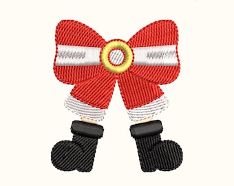 Santa Schleife Stickdatei: Weihnachtsapplikationsmuster (digitale Datei, mit EMB)