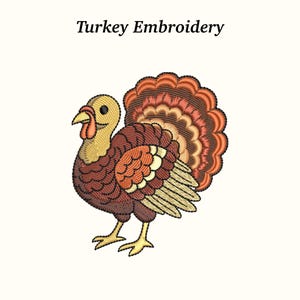 Turkey Embroidery Design - Thanksgiving Bird, 3 Sizes + EMB Format, Instant Download, EMB File Included