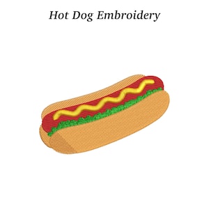 Hot Dog Embroidery Design | Cute Fast Food Sausage Illustration | Kawaii Hotdog Outline Stitch File | Digital Machine Embroidery