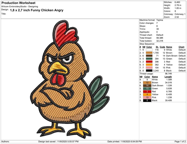 Funny Angry Chicken Embroidery Design, Farm Animal Pattern (EMB ...