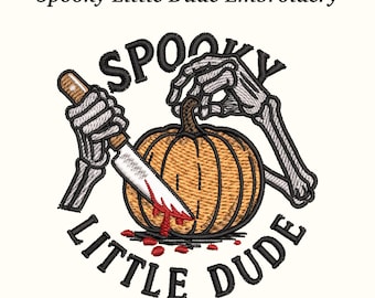 Spooky Little Dude Embroidery Design - Pumpkin, 3 Sizes, EMB Included