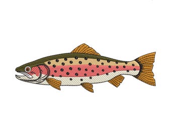 Rainbow Trout Embroidery Design, Fly Fishing Decor (EMB Included)