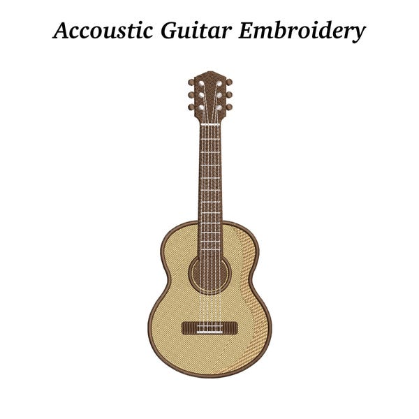 Acoustic Guitar Embroidery Design | Music Instrument Pattern (Instant Download)