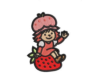 Erdbeer Mädchen Stickdatei, Erdbeer Mädchen Stickdatei, Kawaii Frucht Maschinenstickerei