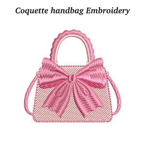 Coquette Handbag Embroidery Design: Ribbon Strap, Girly Pattern (EMB Files Included)